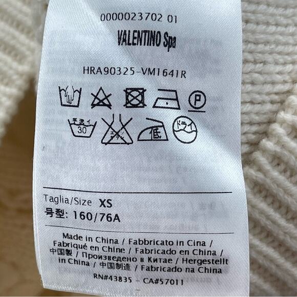 Valentino Red Virgin Wool Cashmere Cable Knit Quiet Luxury Cream Sweater Size XS - Picture 9 of 12